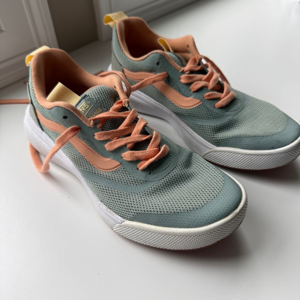 Vans Mint and Coral Lace-Up Sneakers, Size 8